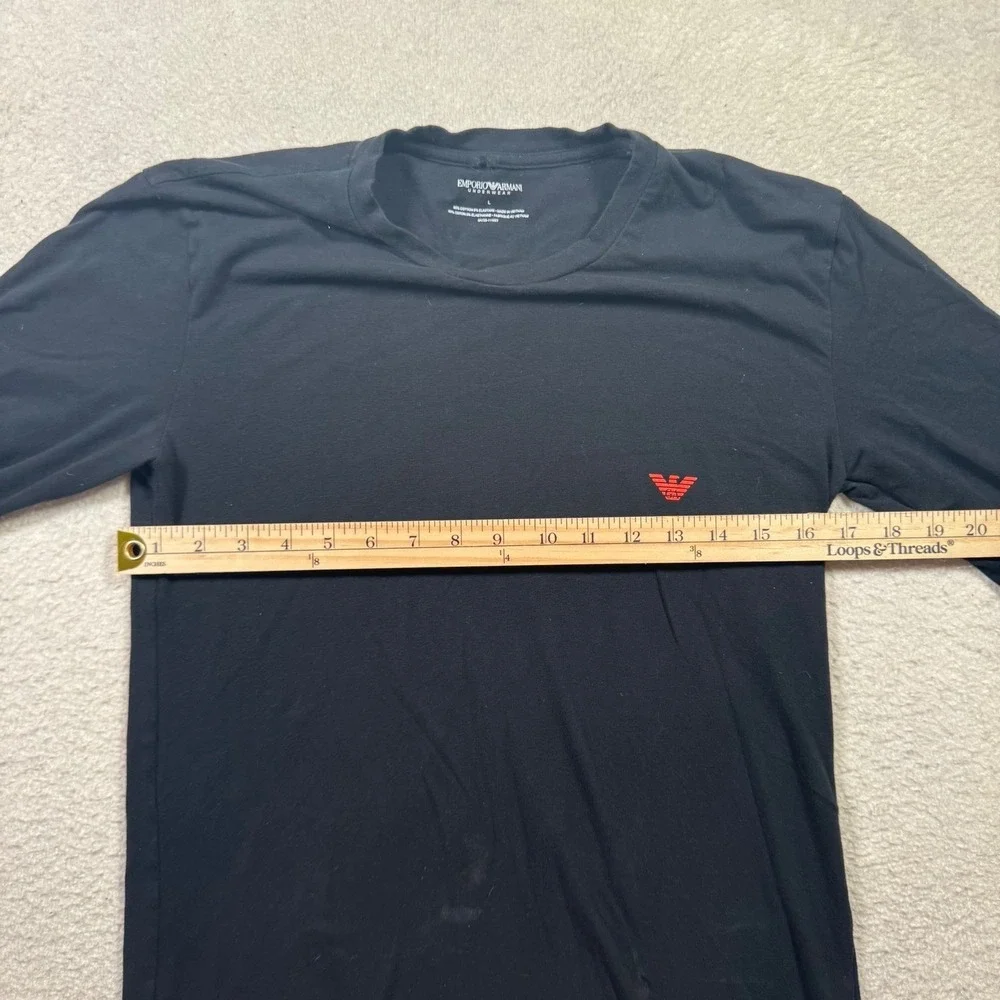 Emporio Armani Long Sleeve Shirt Mens Large Black Good Back Graphic Logo Tee